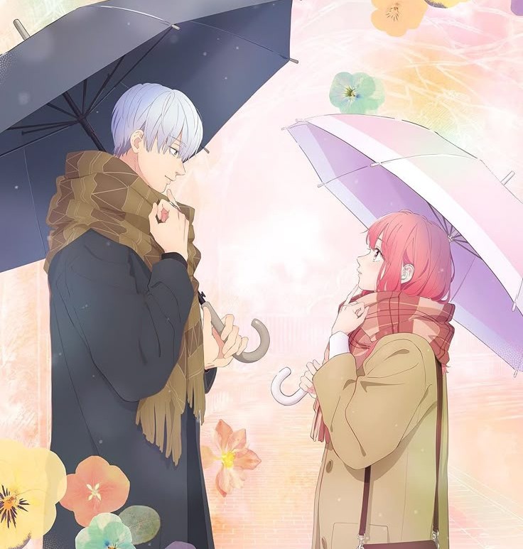 Yuki Itose e Itsuomi Nagi - encontro sob guarda-chuva