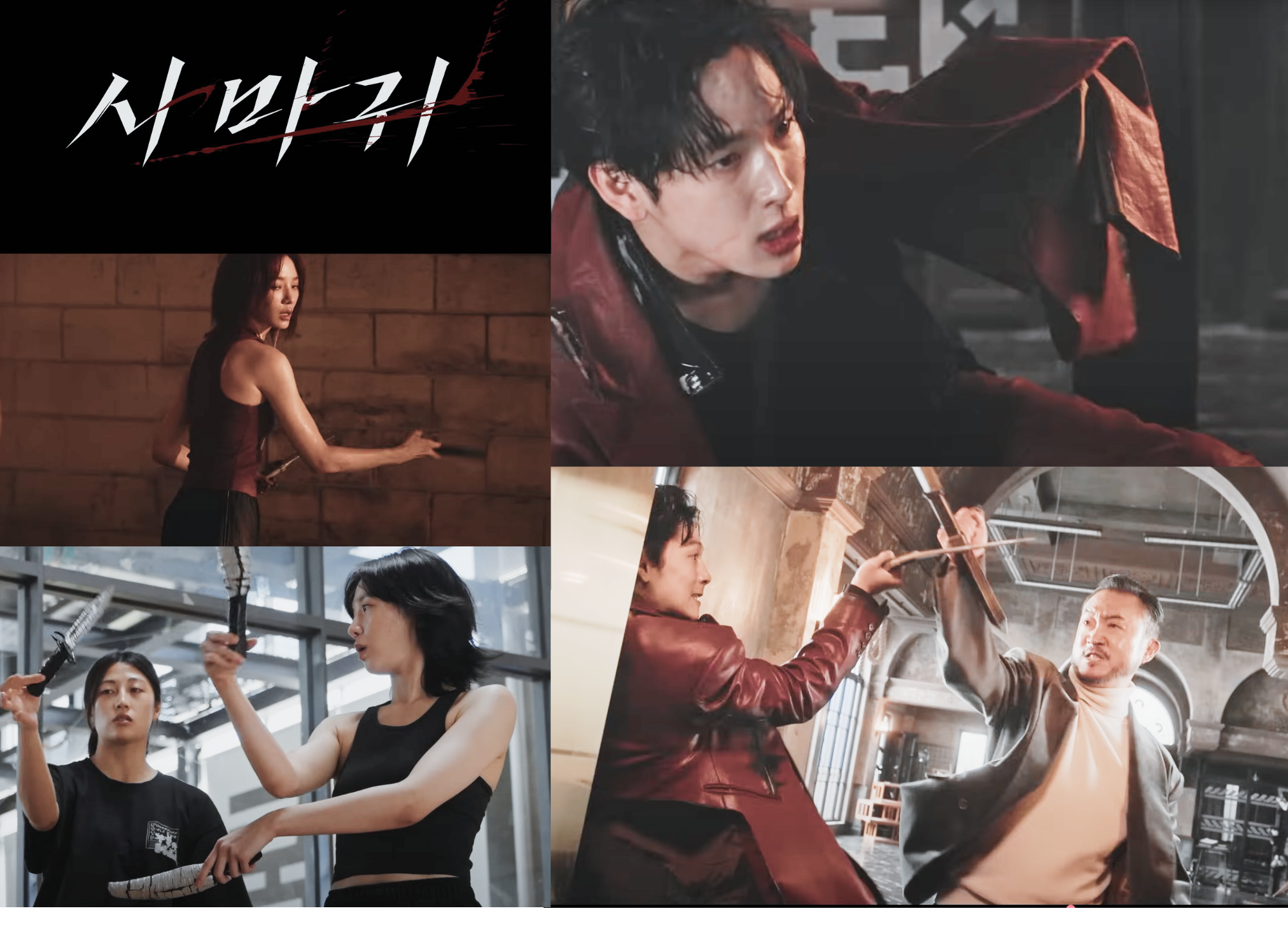 Elenco de Mantis em cena de ação nos bastidores